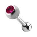 Tragus-Piercing Stahl 316L Kugel 4 mm Strass Rosa