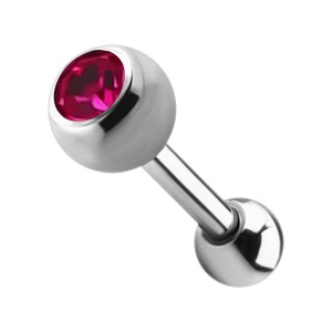 Tragus-Piercing Stahl 316L Kugel 4 mm Strass Rosa