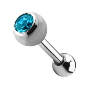 Tragus-Piercing Stahl 316L Kugel 4 mm Strass T&uuml;rkis