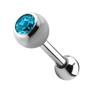 Turquoise Strass 4mm Ball 316L Steel Tragus Piercing