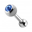 Tragus-Piercing Stahl 316L Kugel 4 mm Strass Hellblau