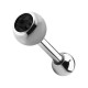 Tragus-Piercing Stahl 316L Kugel 4 mm Strass Schwarz