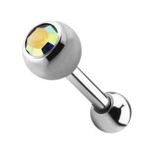 Tragus-Piercing Stahl 316L Kugel 4 mm Strass Mehrfarbig