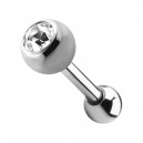 Tragus-Piercing Stahl 316L Kugel 4 mm Strass Weiß