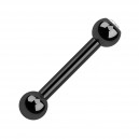 Tragus-Piercing Titan Grad 23 Eloxiert Schwarz Strass Wei&szlig;