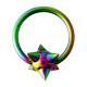 Rainbow Anodized 14G Labret Piercing BCR Ring w/ Spiked Ball