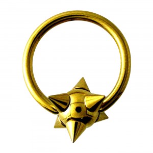 Bauchnabelpiercing BCR-Ring 14G Eloxiert Golden Stachelkugel