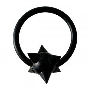 Black Anodized 14G Labret Piercing BCR Ring w/ Spiked Ball