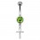 Light Green Strass Ankh Pendant 316L Steel Belly Button Ring