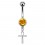 Yellow Strass Ankh Pendant 316L Steel Belly Button Ring