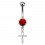 Red Strass Ankh Pendant 316L Steel Belly Button Ring