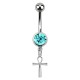 Turquoise Strass Ankh Pendant 316L Steel Belly Button Ring