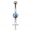 Light Blue Strass Ankh Pendant 316L Steel Belly Button Ring