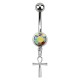 Rainbow Strass Ankh Pendant 316L Steel Belly Button Ring
