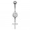 White Strass Ankh Pendant 316L Steel Belly Button Ring