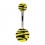 Black/Yellow Zebra Acrylic Navel Bar Belly Button Ring