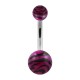 Black/Purple Zebra Acrylic Navel Bar Belly Button Ring
