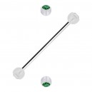 Industrial-Piercing Zwei Kugeln Transparente Strass Dunkelgr&uuml;n