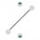 Industrial-Piercing Zwei Kugeln Transparente Strass Dunkelgr&uuml;n