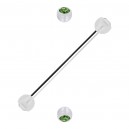 Industrial-Piercing Zwei Kugeln Transparente Strass Hellgr&uuml;n