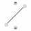 Industrial-Piercing Zwei Kugeln Transparente Strass Hellgr&uuml;n