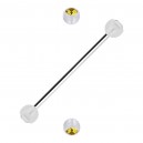 Industrial-Piercing Zwei Kugeln Transparente Strass Gelb