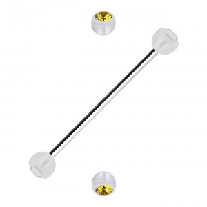 Industrial-Piercing Zwei Kugeln Transparente Strass Gelb