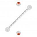 Industrial-Piercing Zwei Kugeln Transparente Strass Orange