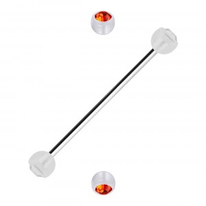 Industrial-Piercing Zwei Kugeln Transparente Strass Orange