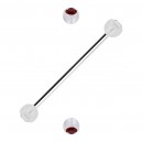 Industrial-Piercing Zwei Kugeln Transparente Strass Rot