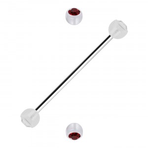 Industrial-Piercing Zwei Kugeln Transparente Strass Rot