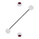 Red Strass Transparent Two Balls Industrial Piercing Ring