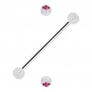 Industrial-Piercing Zwei Kugeln Transparente Strass Rosa