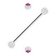 Industrial-Piercing Zwei Kugeln Transparente Strass Rosa