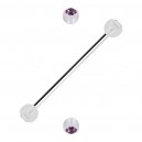Industrial-Piercing Zwei Kugeln Transparente Strass Lila