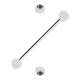 Industrial-Piercing Zwei Kugeln Transparente Strass Lila