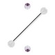Purple Strass Transparent Two Balls Industrial Piercing Ring