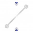 Industrial-Piercing Zwei Kugeln Transparente Strass Dunkelblau