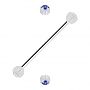 Industrial-Piercing Zwei Kugeln Transparente Strass Dunkelblau