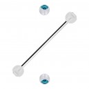Industrial-Piercing Zwei Kugeln Transparente Strass T&uuml;rkis