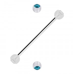 Industrial-Piercing Zwei Kugeln Transparente Strass Türkis