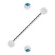 Industrial-Piercing Zwei Kugeln Transparente Strass T&uuml;rkis