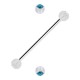 Turquoise Strass Transparent Two Balls Industrial Piercing Ring