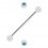 Industrial-Piercing Zwei Kugeln Transparente Strass T&uuml;rkis