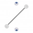 Industrial-Piercing Zwei Kugeln Transparente Strass Hellblau