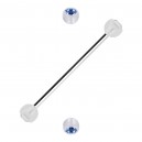 Light Blue Strass Transparent Two Balls Industrial Piercing Ring