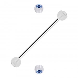 Industrial-Piercing Zwei Kugeln Transparente Strass Hellblau