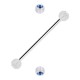 Industrial-Piercing Zwei Kugeln Transparente Strass Hellblau