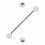 Industrial-Piercing Zwei Kugeln Transparente Strass Hellblau