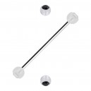Industrial-Piercing Zwei Kugeln Transparente Strass Schwarz
